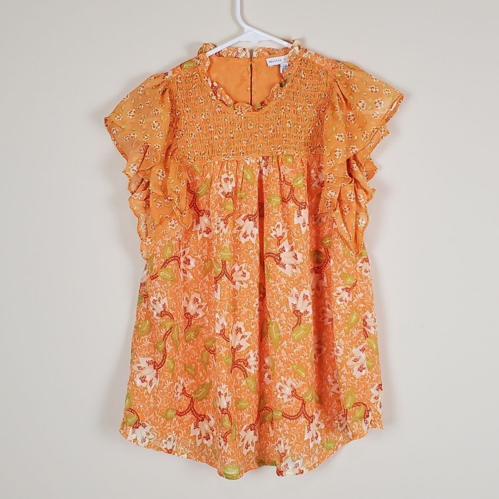 Maison d'Amelie Paris Orange Floral Blouse Size XS